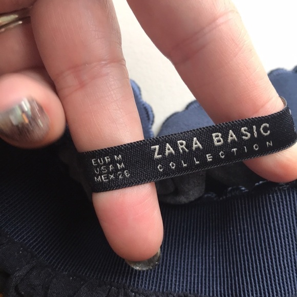 𝅺ZARA Basic striped off the shoulder shirt yellow blue sz Medium - Picture 9 of 10